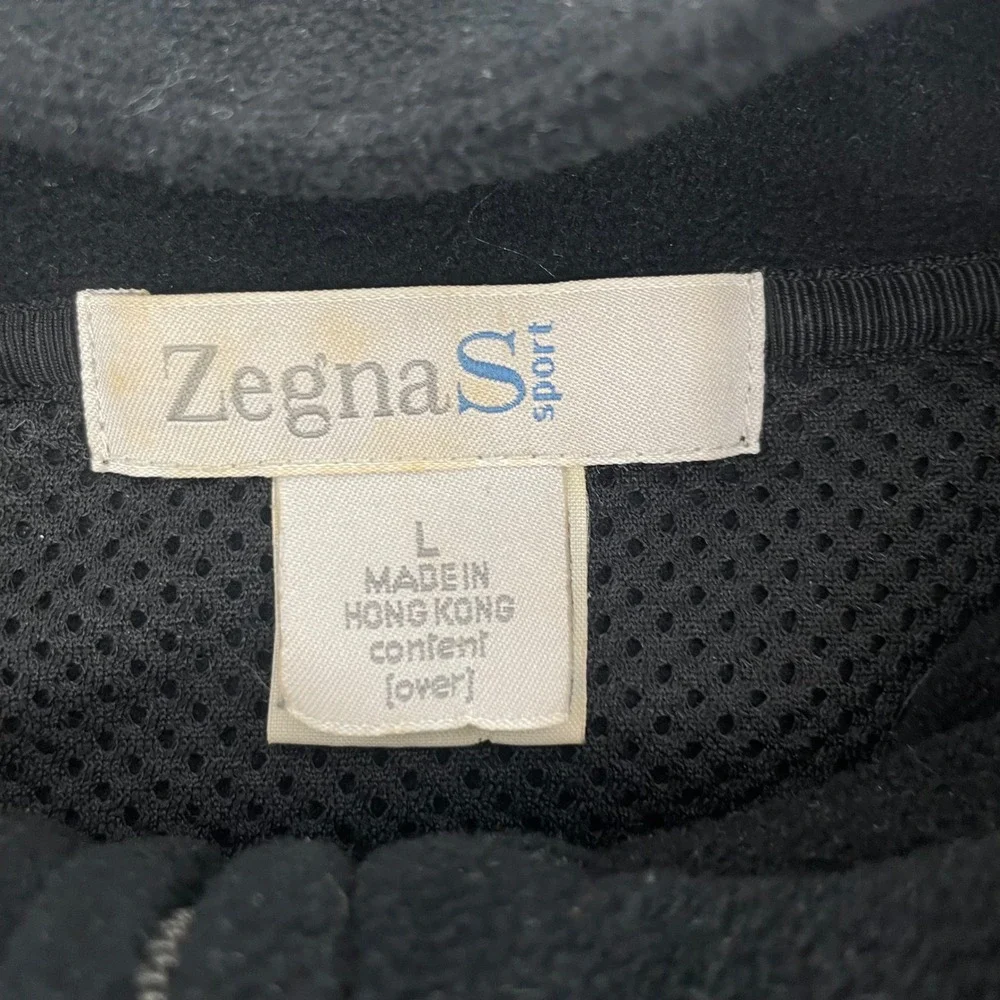Zegna Sport Fleece Pullover Mens L Black Quarter Zip Mock Neck Luxury Sportswear